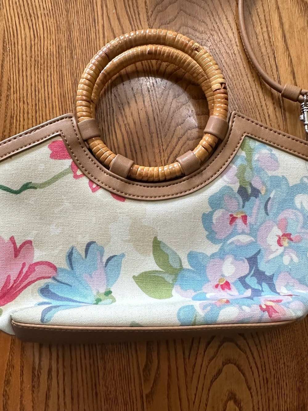 Fossil Floral Canvas Crossbody Bag - Cream, Pink & Blue